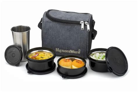 signoraware steel lunch box with tumbler|signoraware microwave safe lunch box.